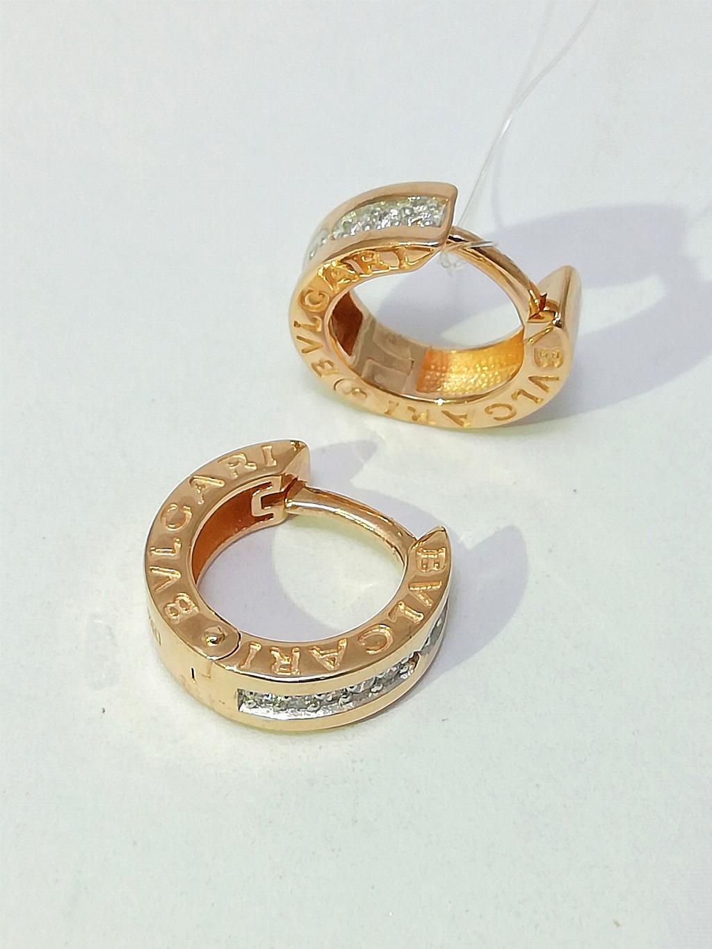 Золотые серьги, вставка фианит