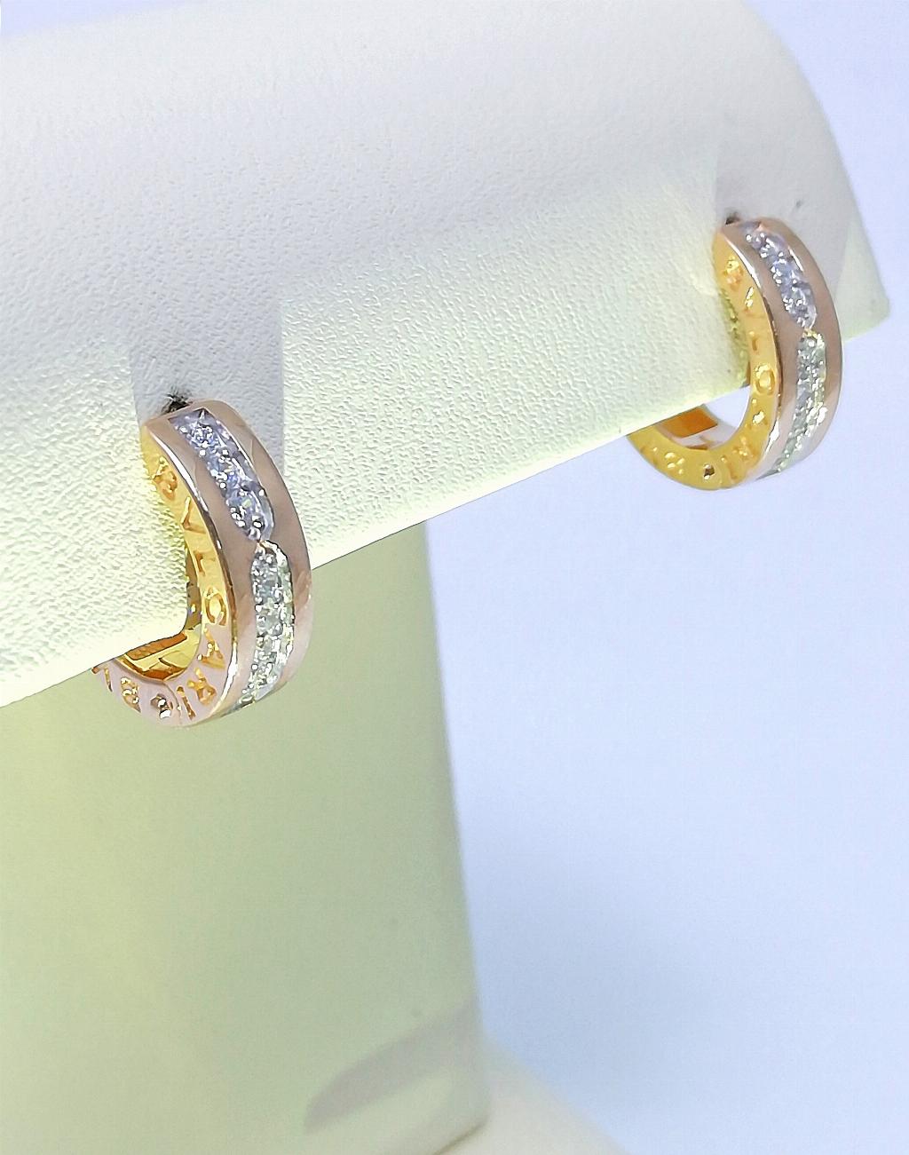 Золотые серьги, вставка фианит