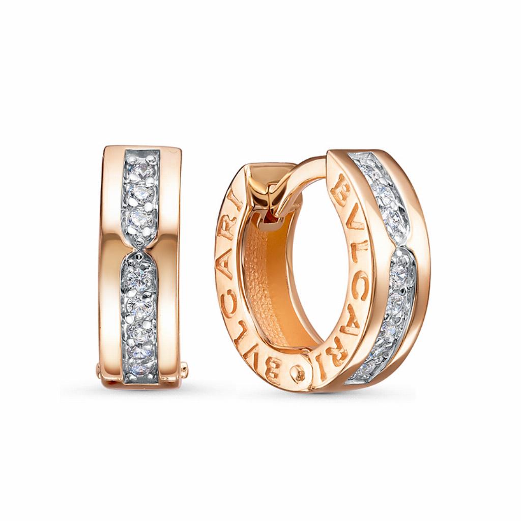 Золотые серьги, вставка фианит