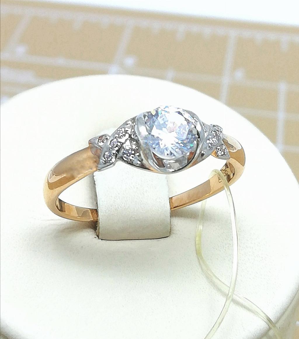 Золотое кольцо, вставка фианит