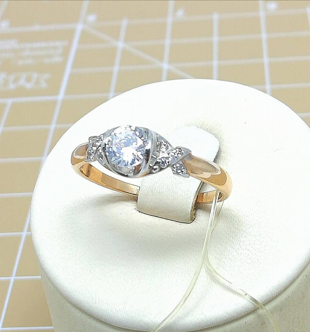 Золотое кольцо, вставка фианит