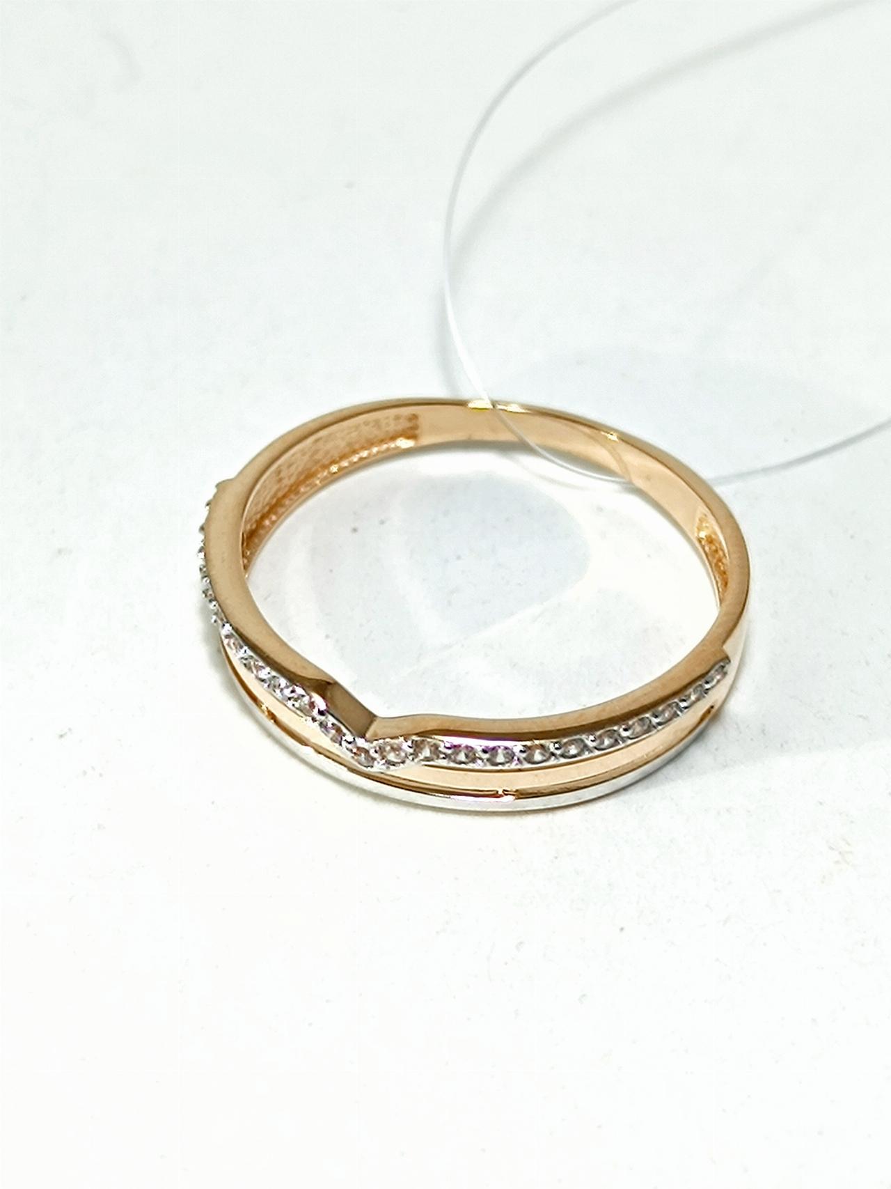 Золотое кольцо женское, вставка фианит