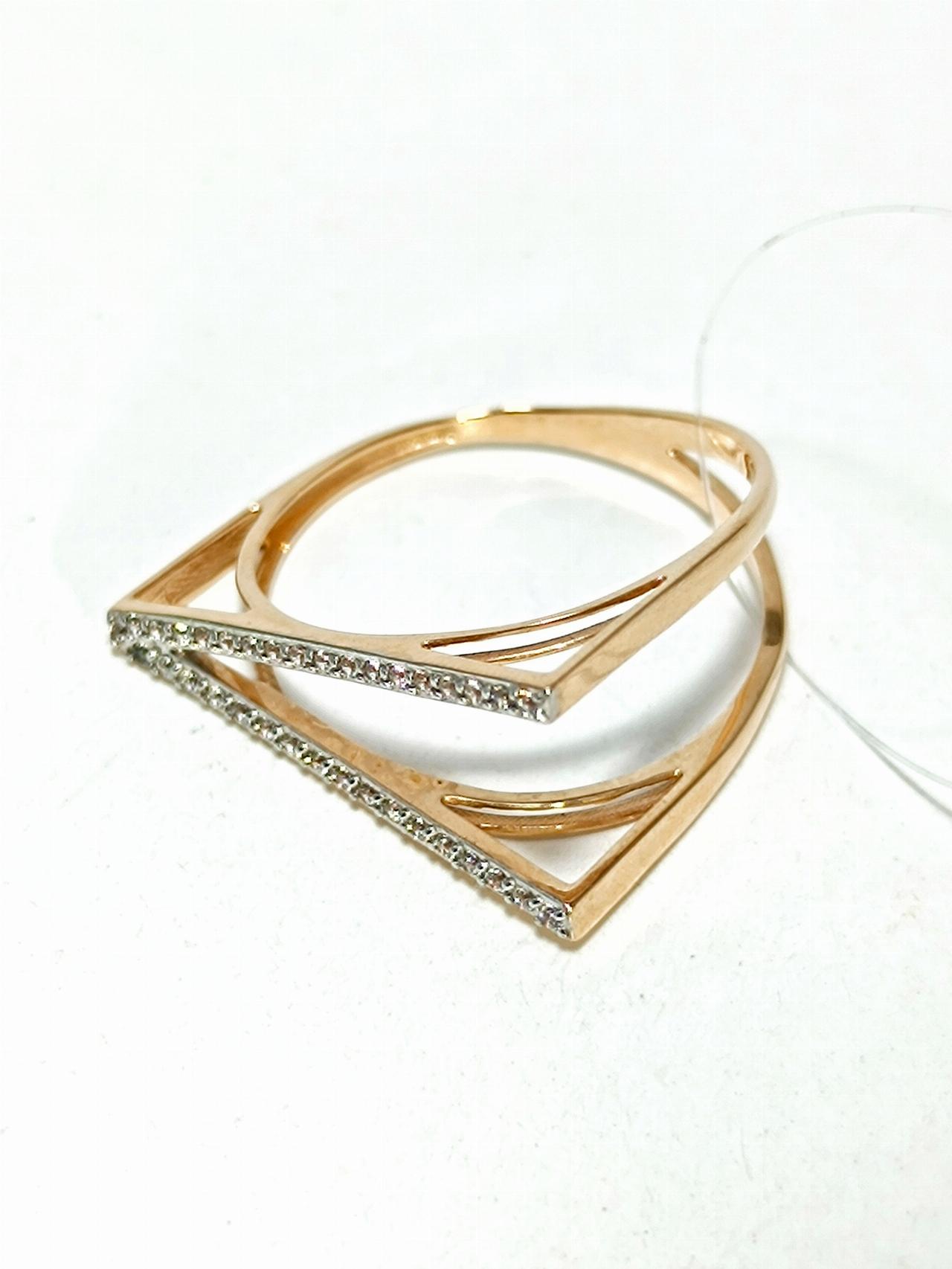 Золотое кольцо женское, вставка фианит