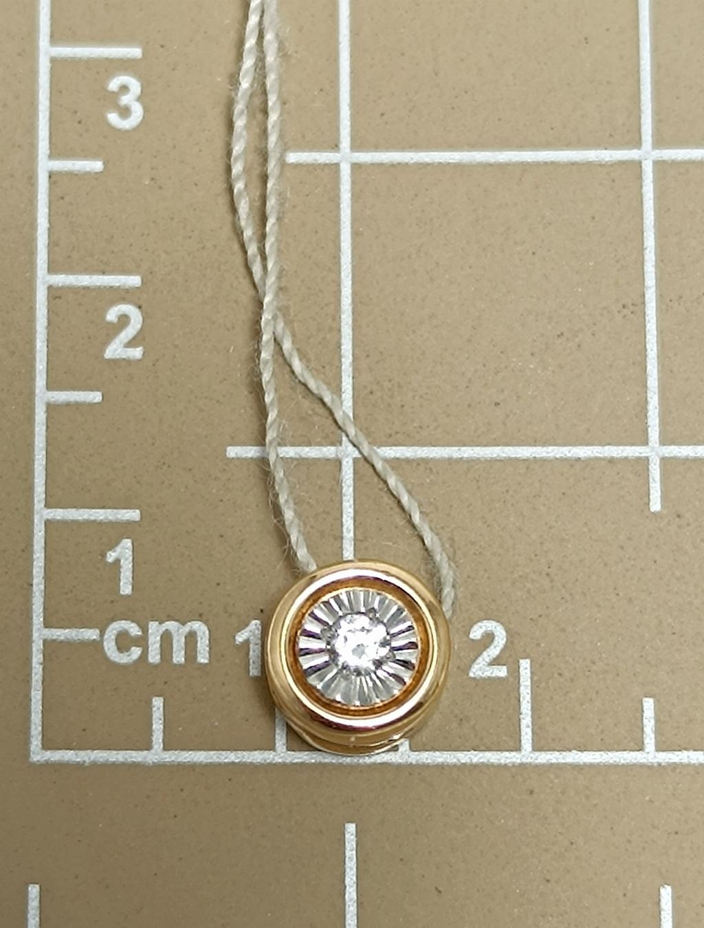 Золотая подвеска бегунок, вставка фианит