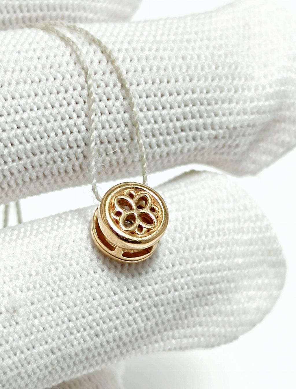 Золотая подвеска бегунок, вставка фианит