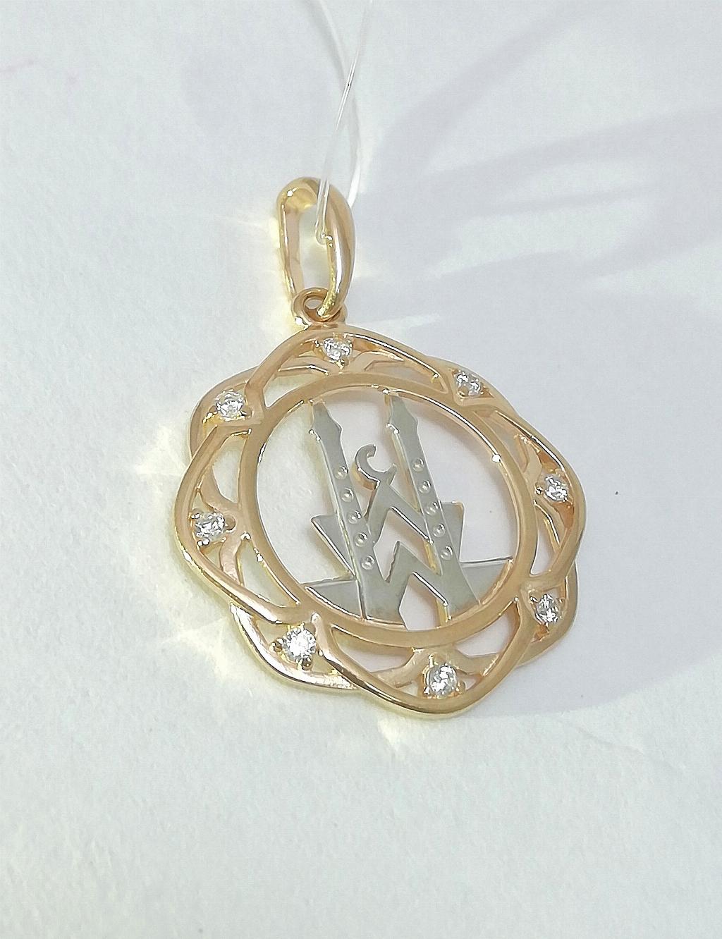 Золотая подвеска мусульманская, вставка фианит