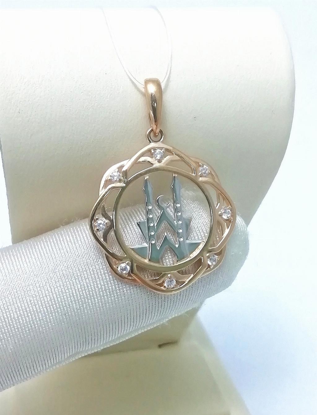 Золотая подвеска мусульманская, вставка фианит