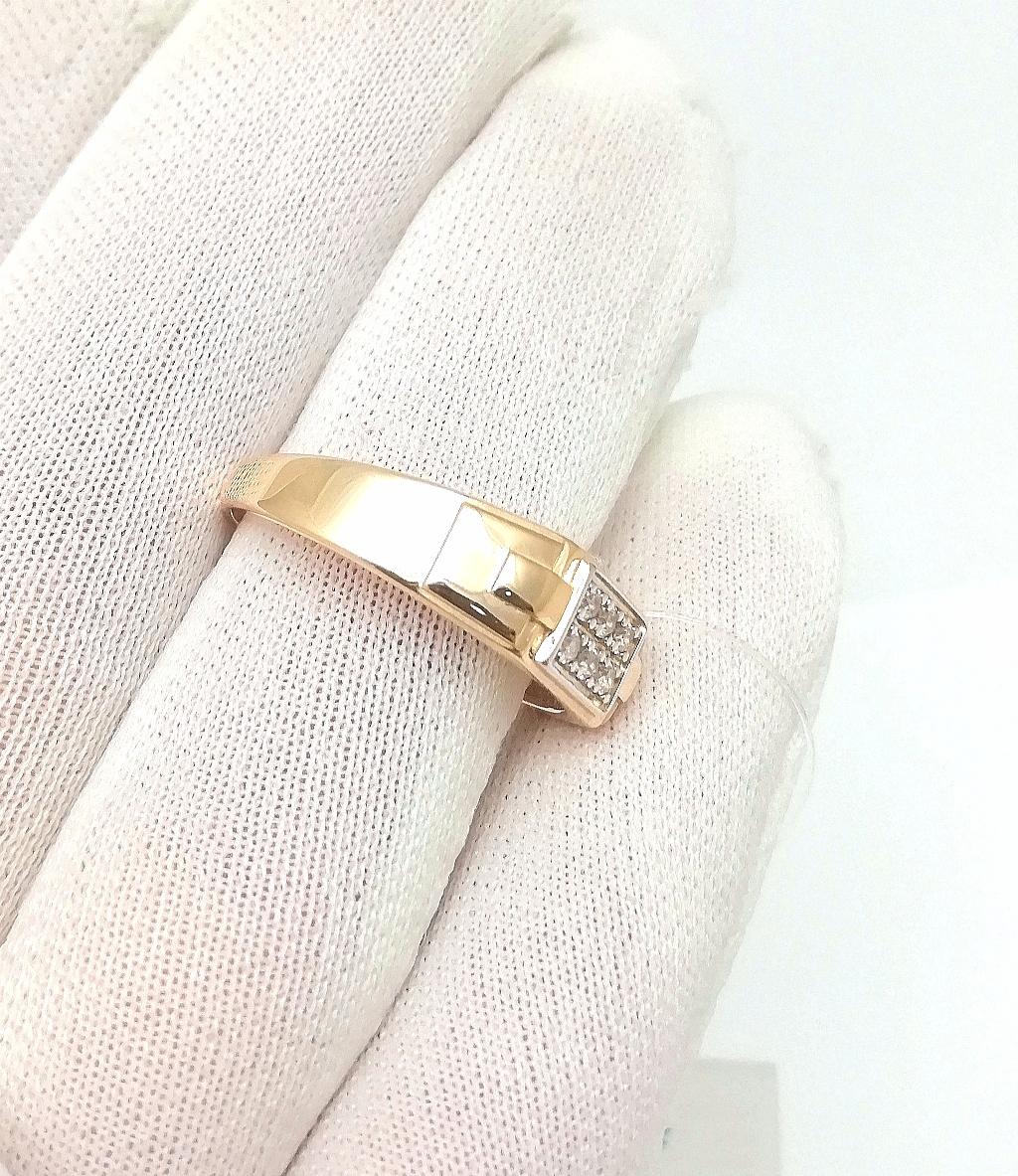 Золотое кольцо печатка мужская, вставка фианит