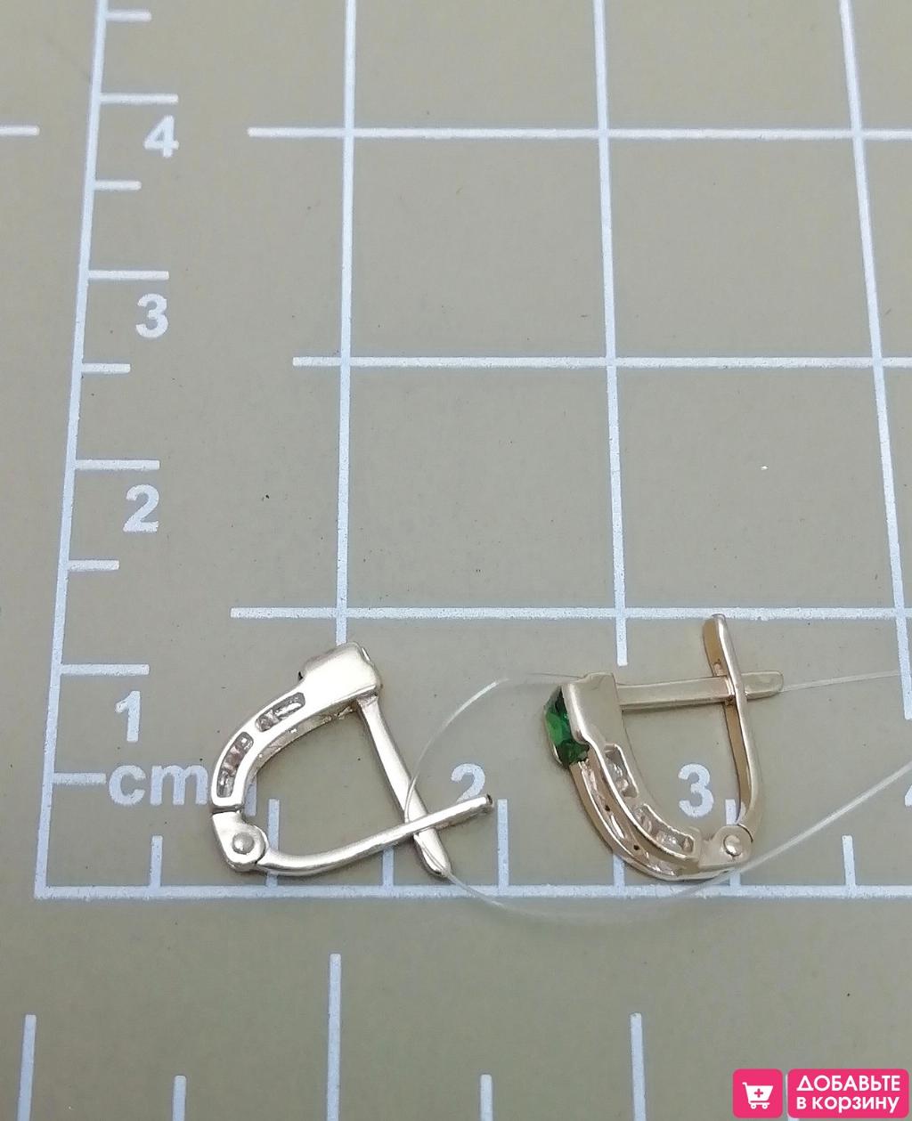 Золотые серьги, вставка фианит