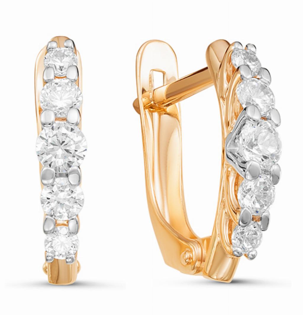 Золотые серьги, вставка фианит