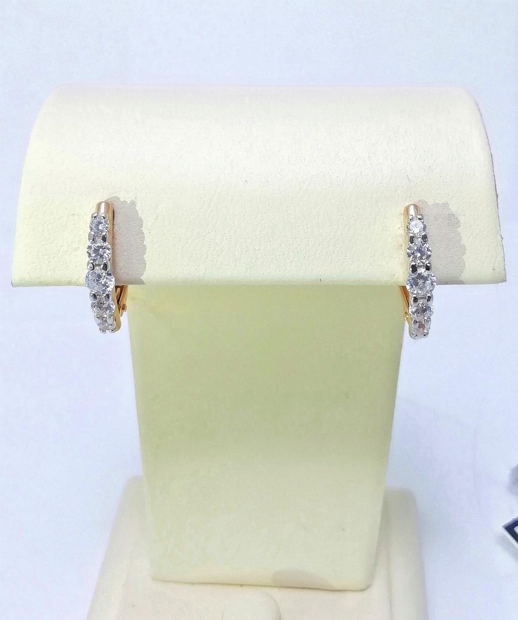 Золотые серьги, вставка фианит