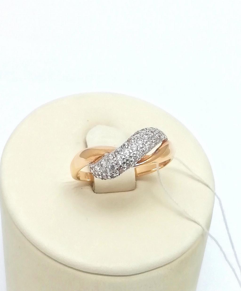 Золотое кольцо женское, вставка фианит