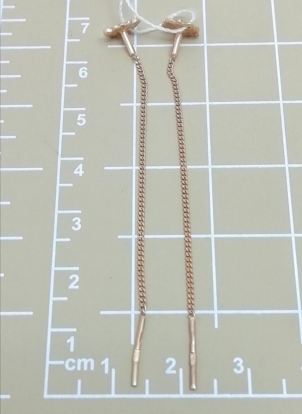 Серьги-продевки, вставка фианит