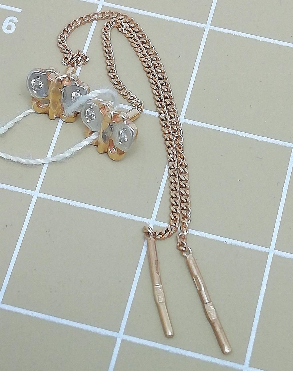 Серьги-продевки, вставка фианит