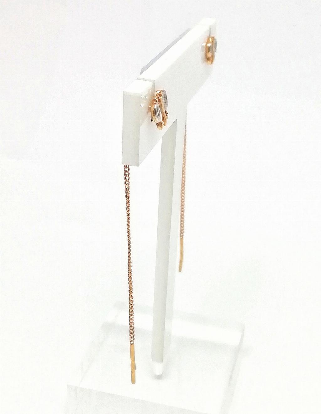 Серьги-продевки, вставка фианит