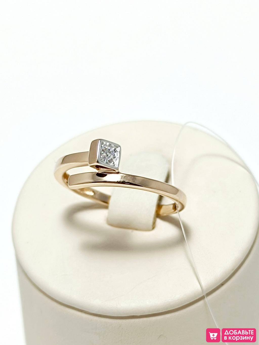 Золотое кольцо гвоздь, вставка фианит