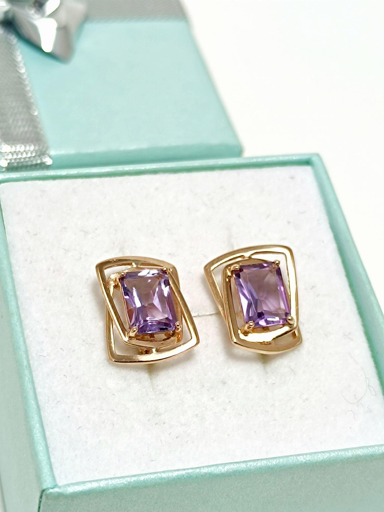 Золотые серьги женские, вставка фианит