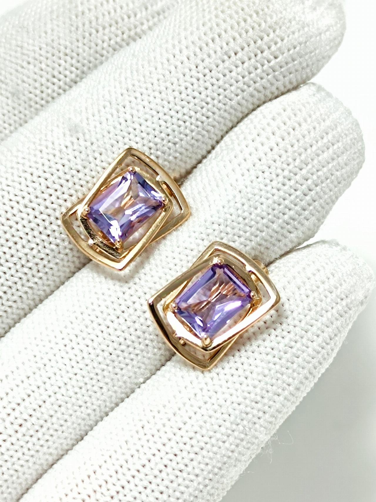 Золотые серьги женские, вставка фианит