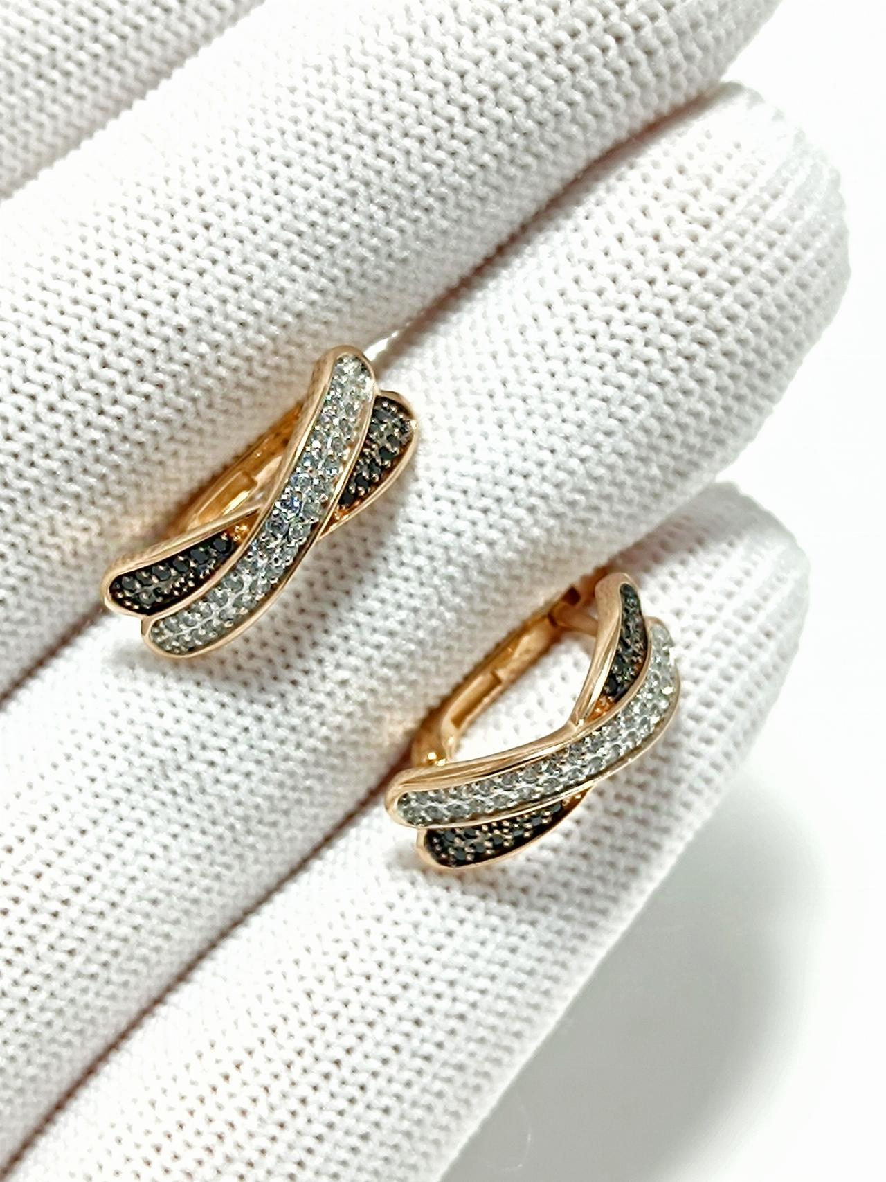 Золотые серьги женские, вставка фианит