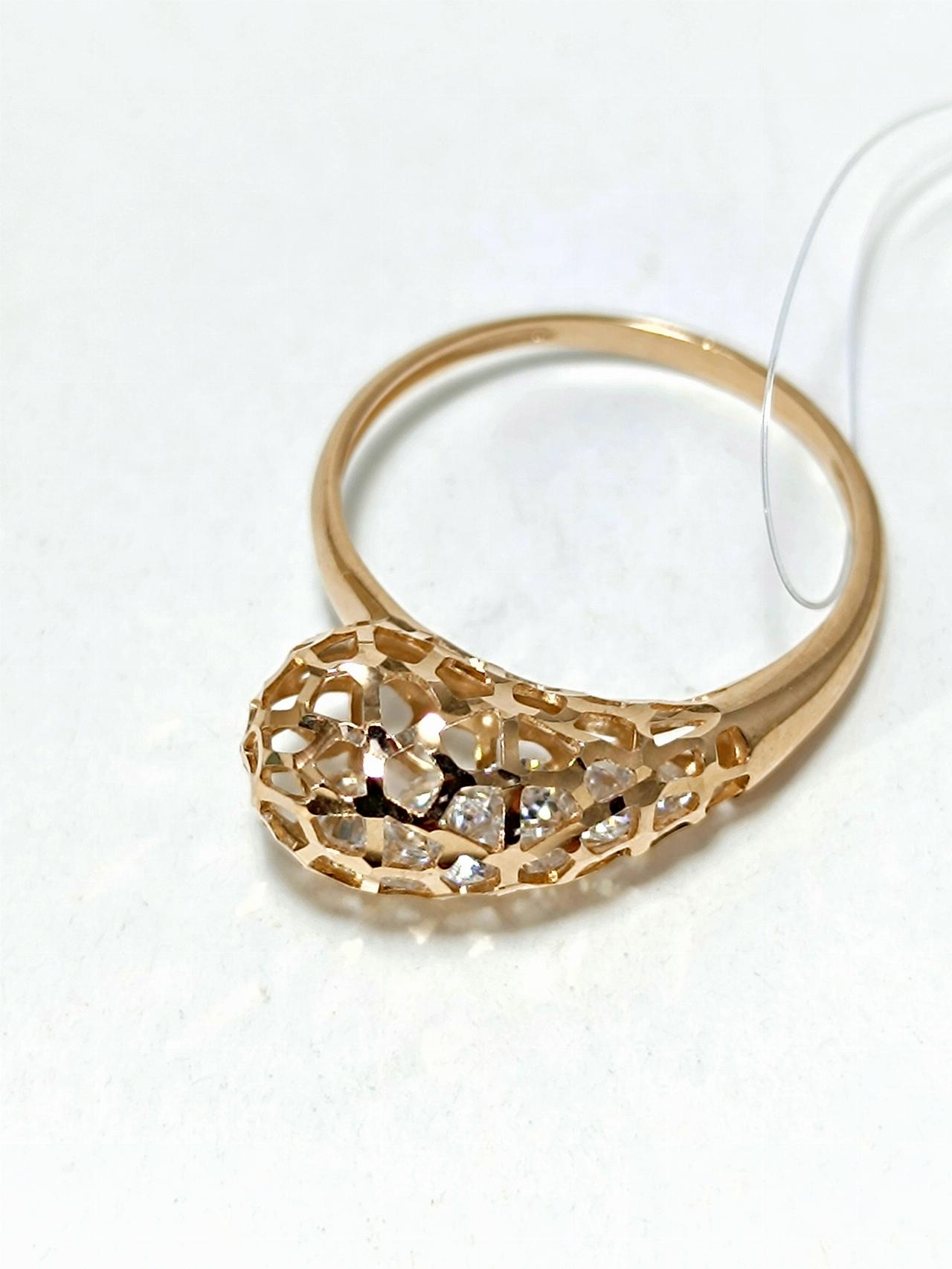 Золотое кольцо женское, вставка фианит