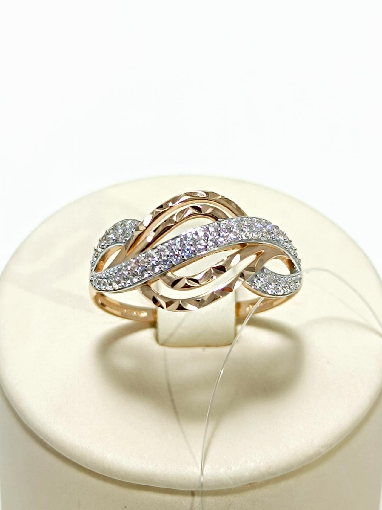 Золотое кольцо женское, вставка фианит