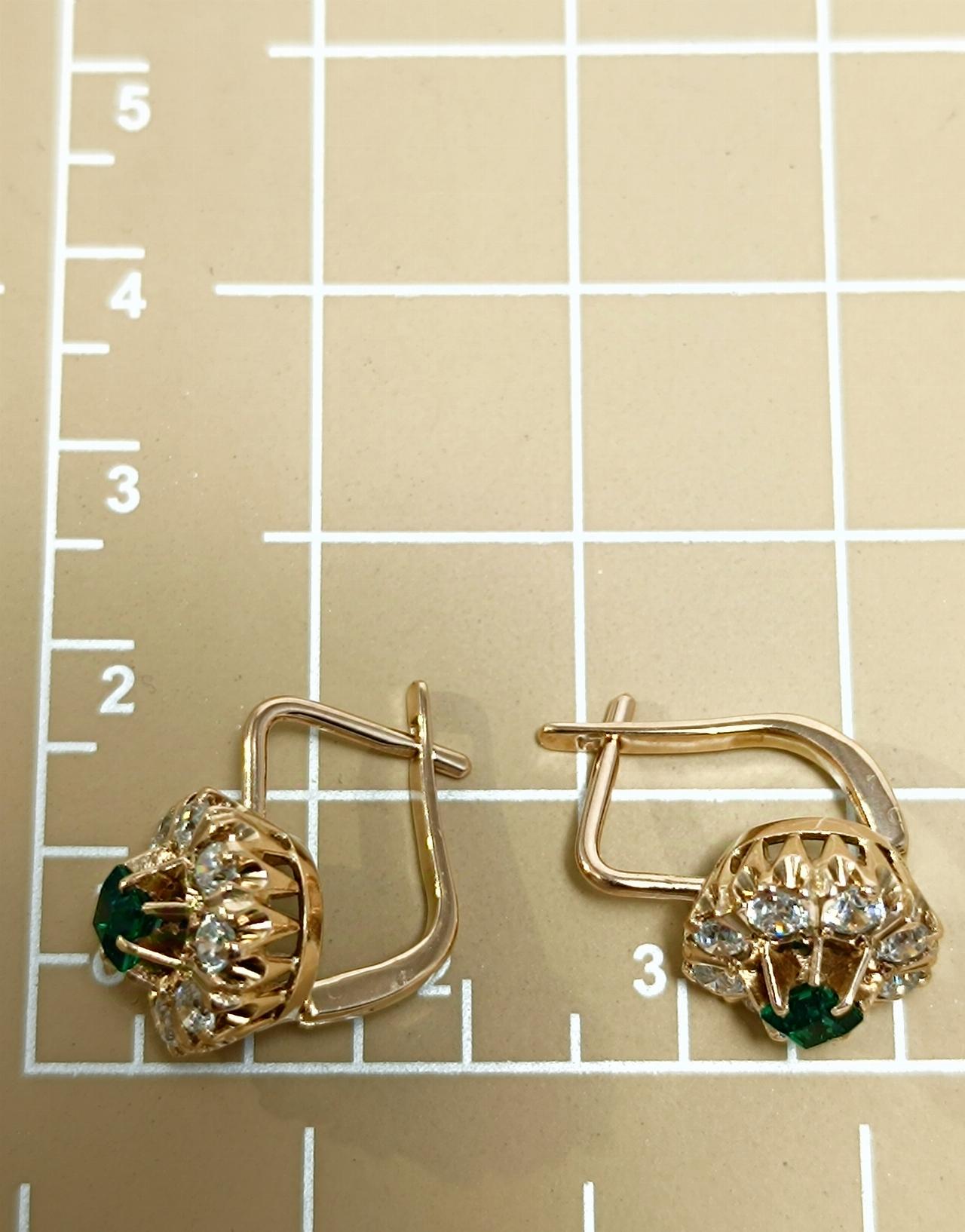 Золотые серьги женские, вставка фианит