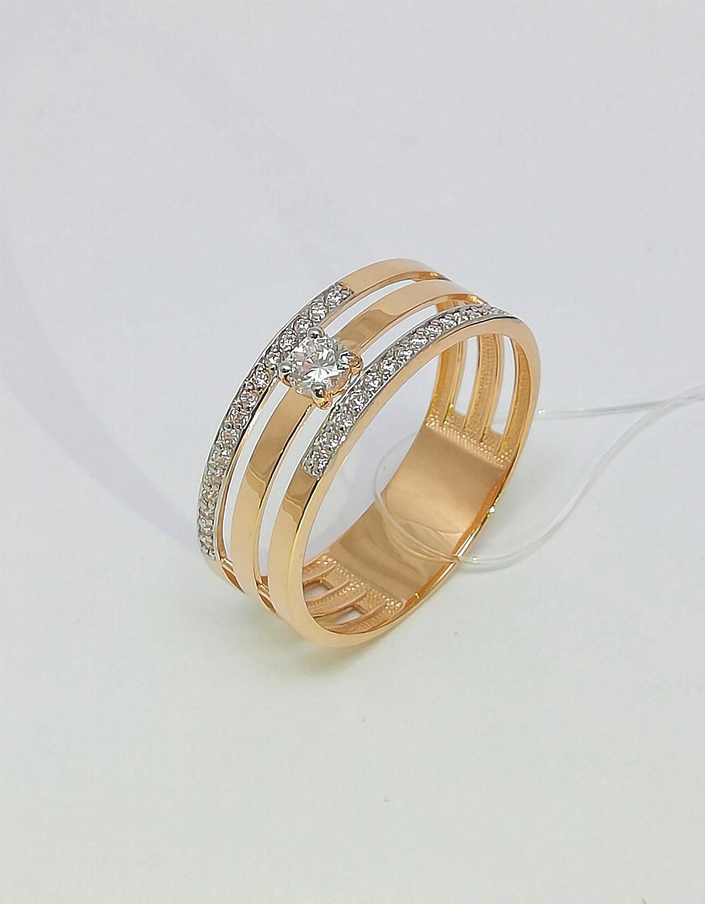 Золотое кольцо, вставка фианит