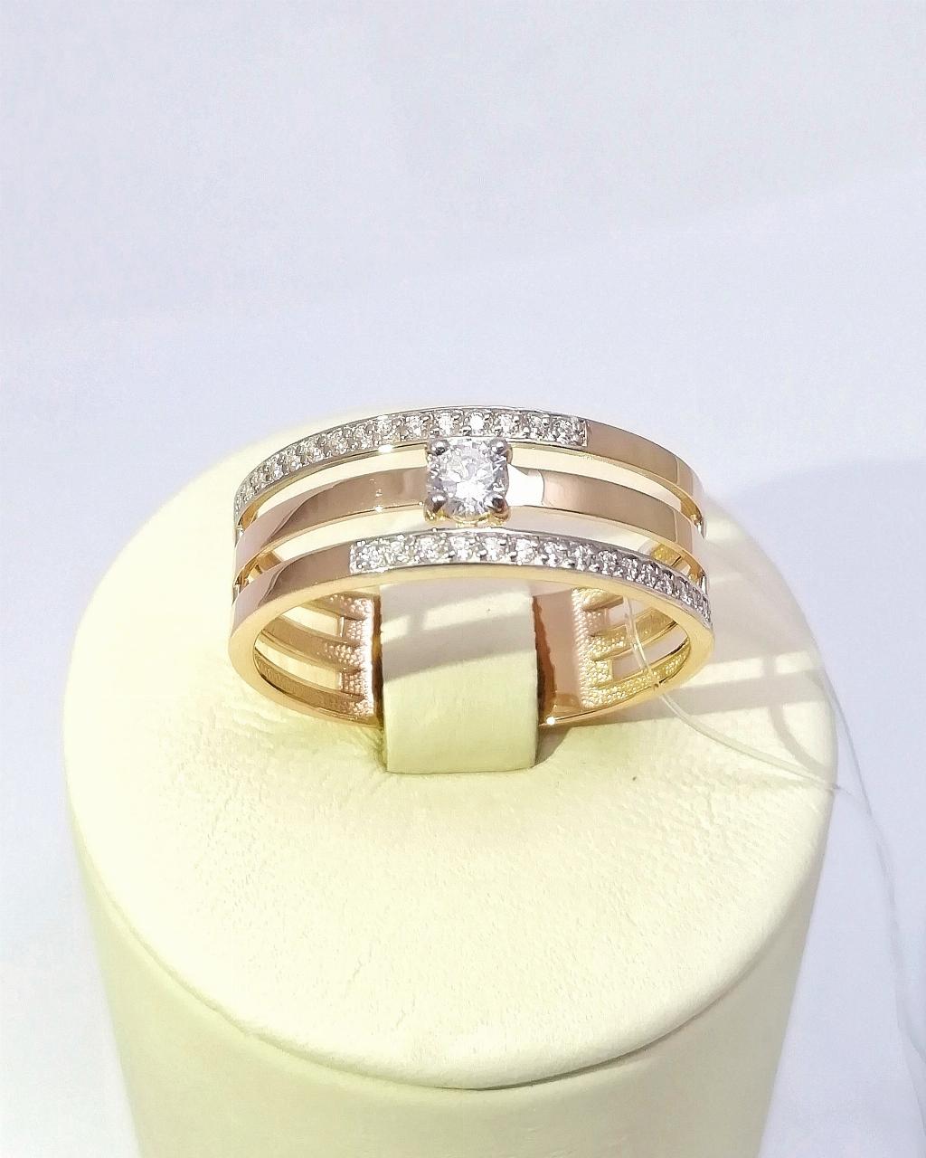 Золотое кольцо, вставка фианит