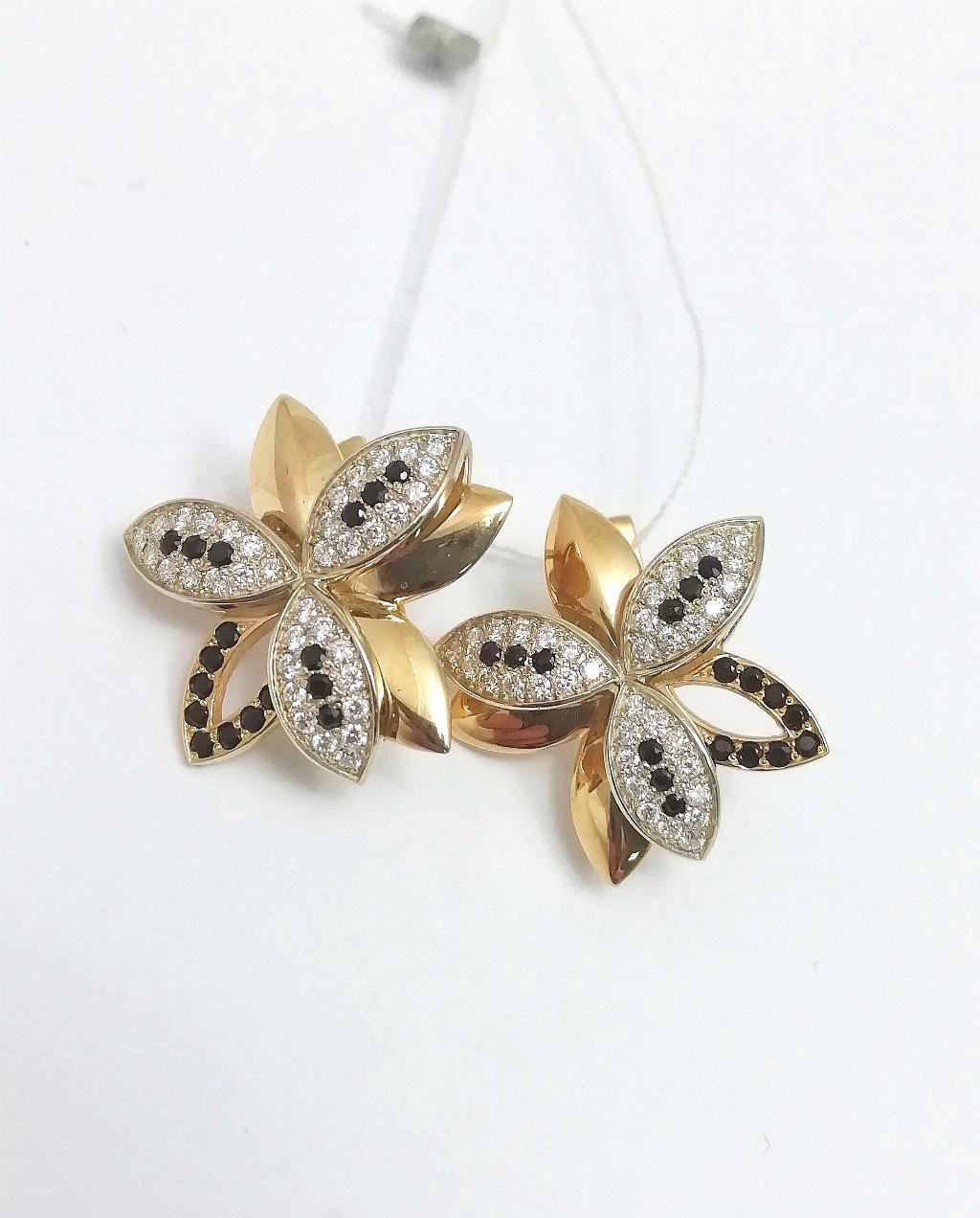 Золотые серьги, вставка бриллиант