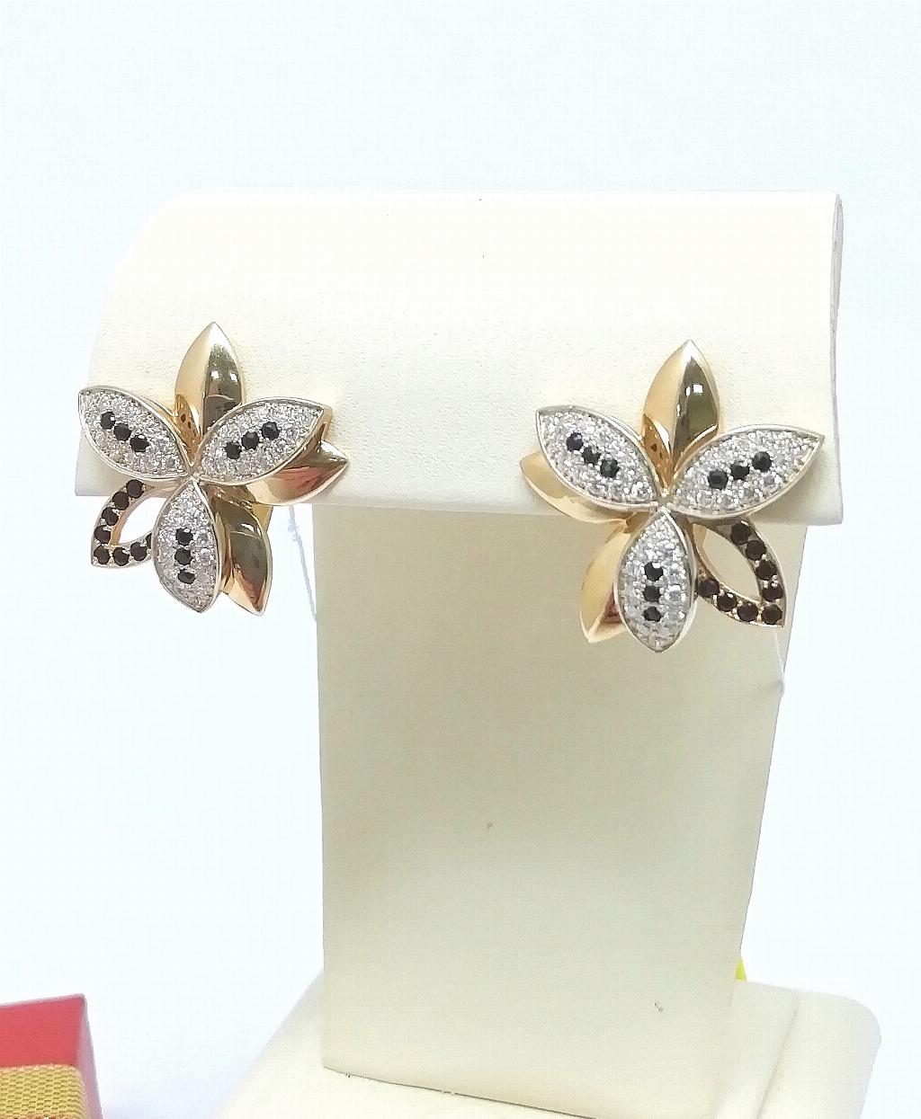 Золотые серьги, вставка бриллиант