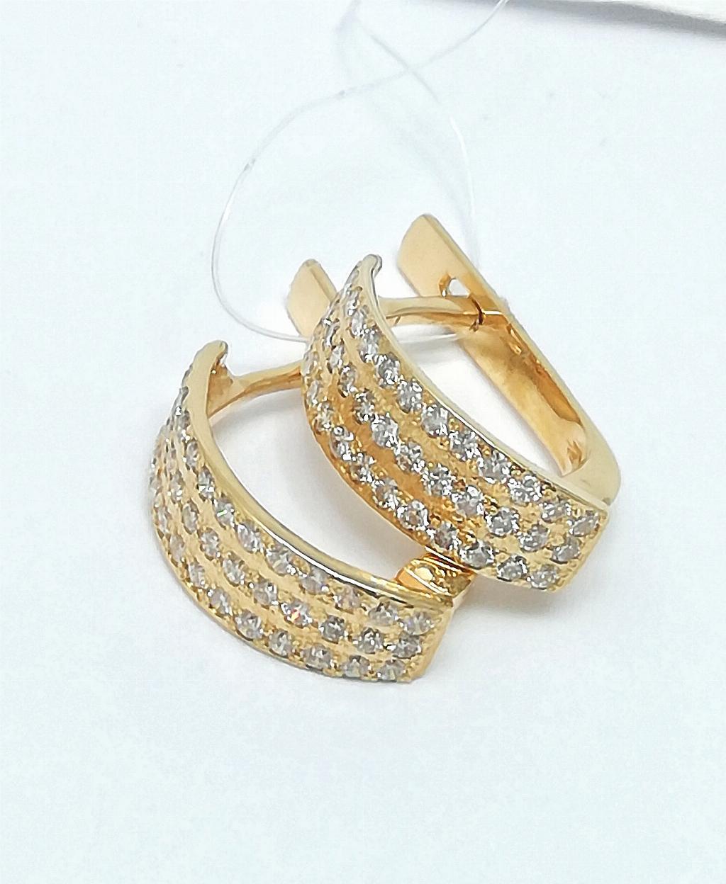 Золотые серьги дорожки, вставка бриллиант