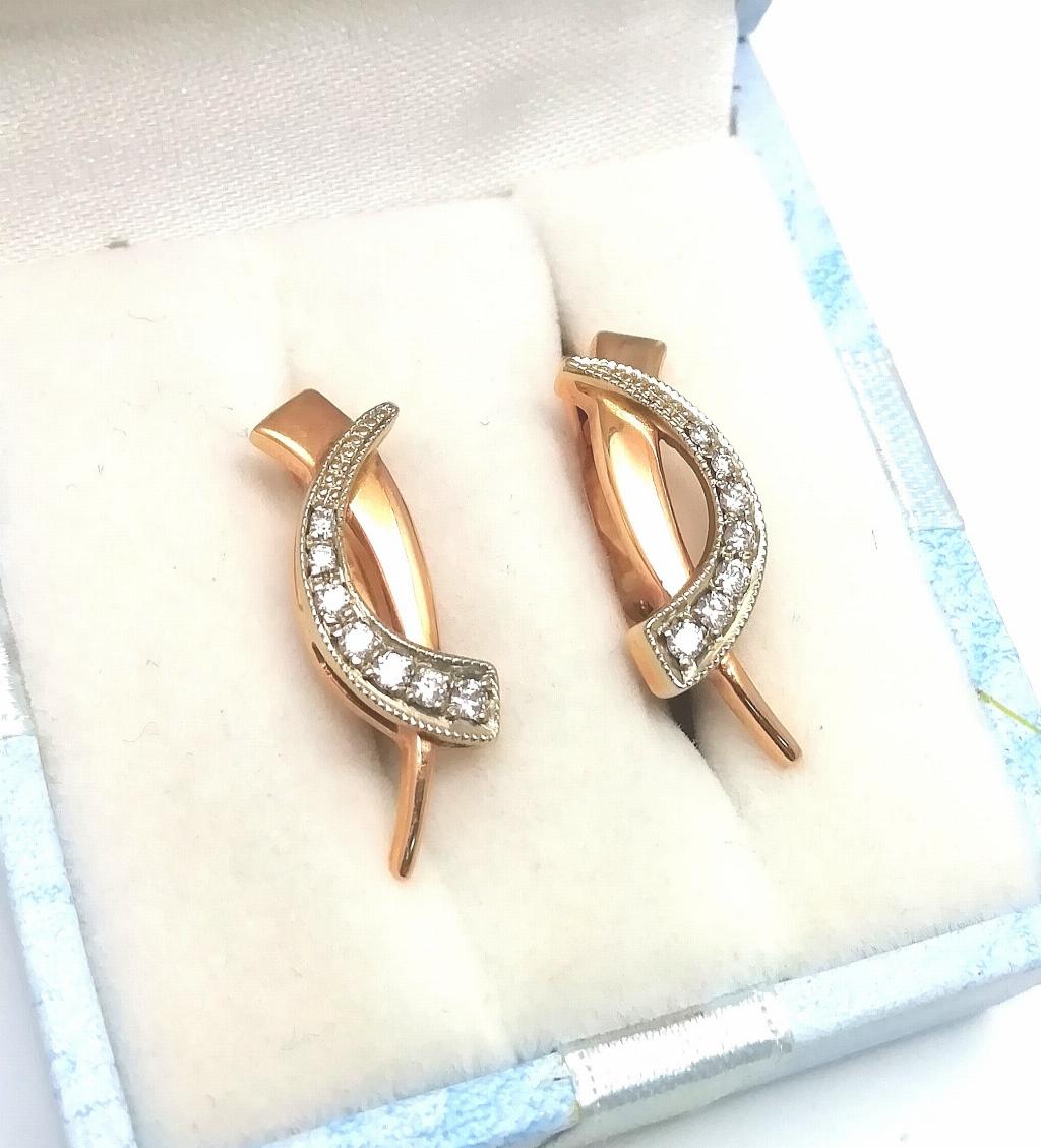 Серьги женские, вставка бриллиант