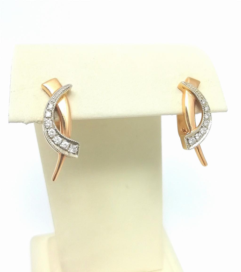 Серьги женские, вставка бриллиант