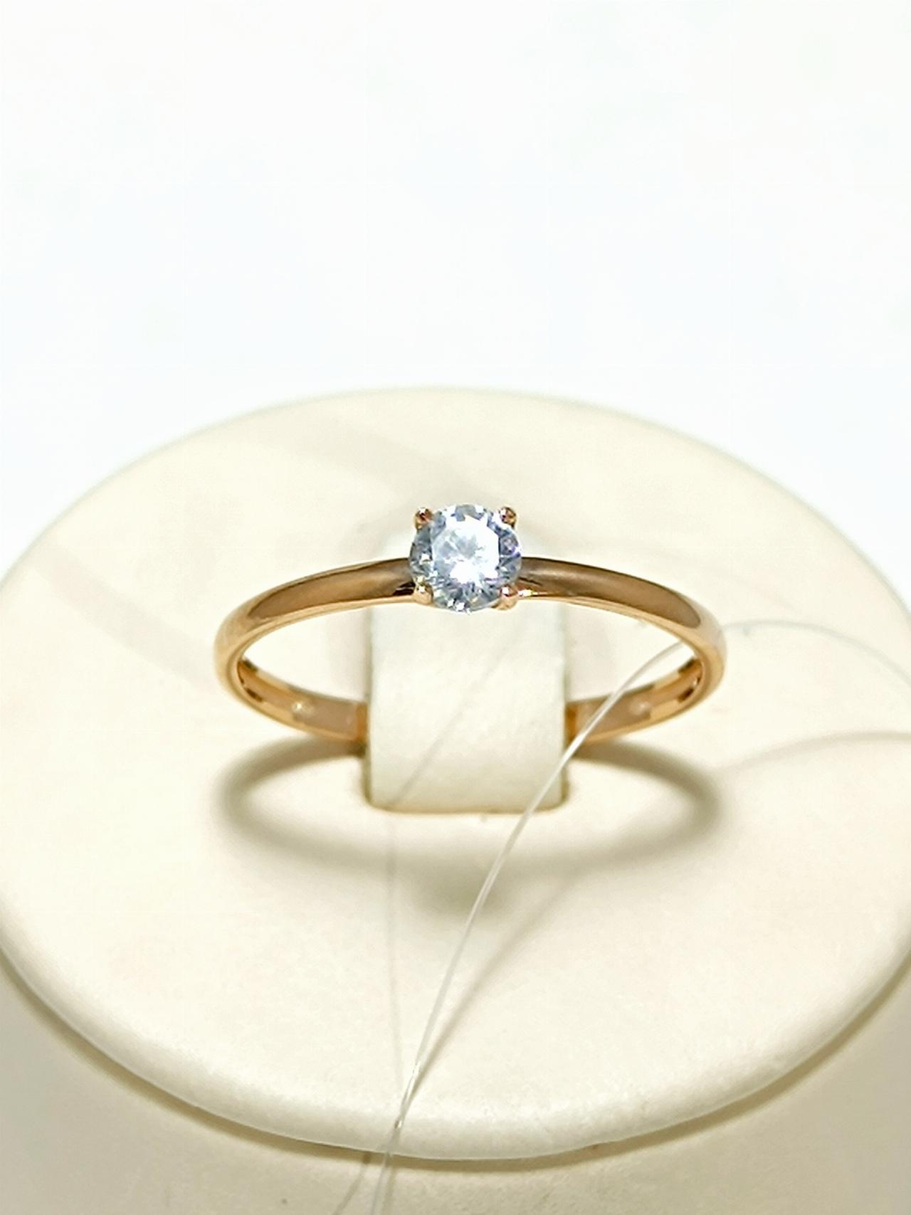 Золотые серьги пусеты, вставка фианит