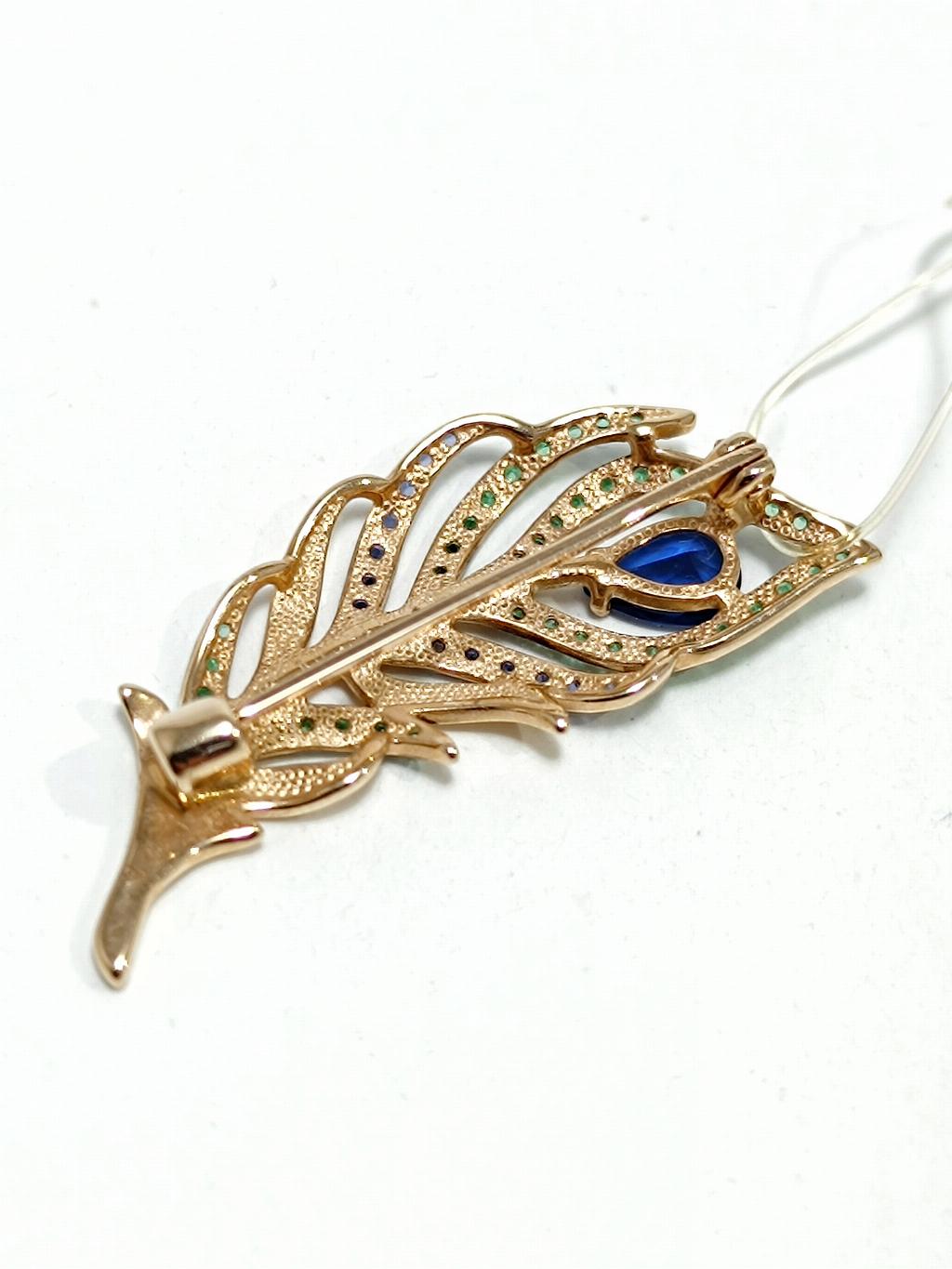 Золотая брошь - подвеска женская, вставка фианит