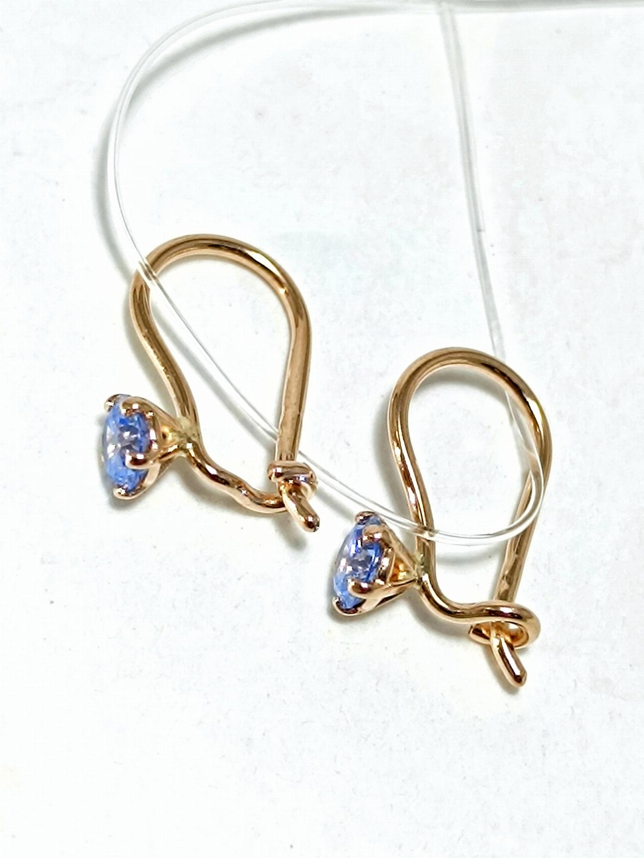 Золотые серьги детские, вставка фианит