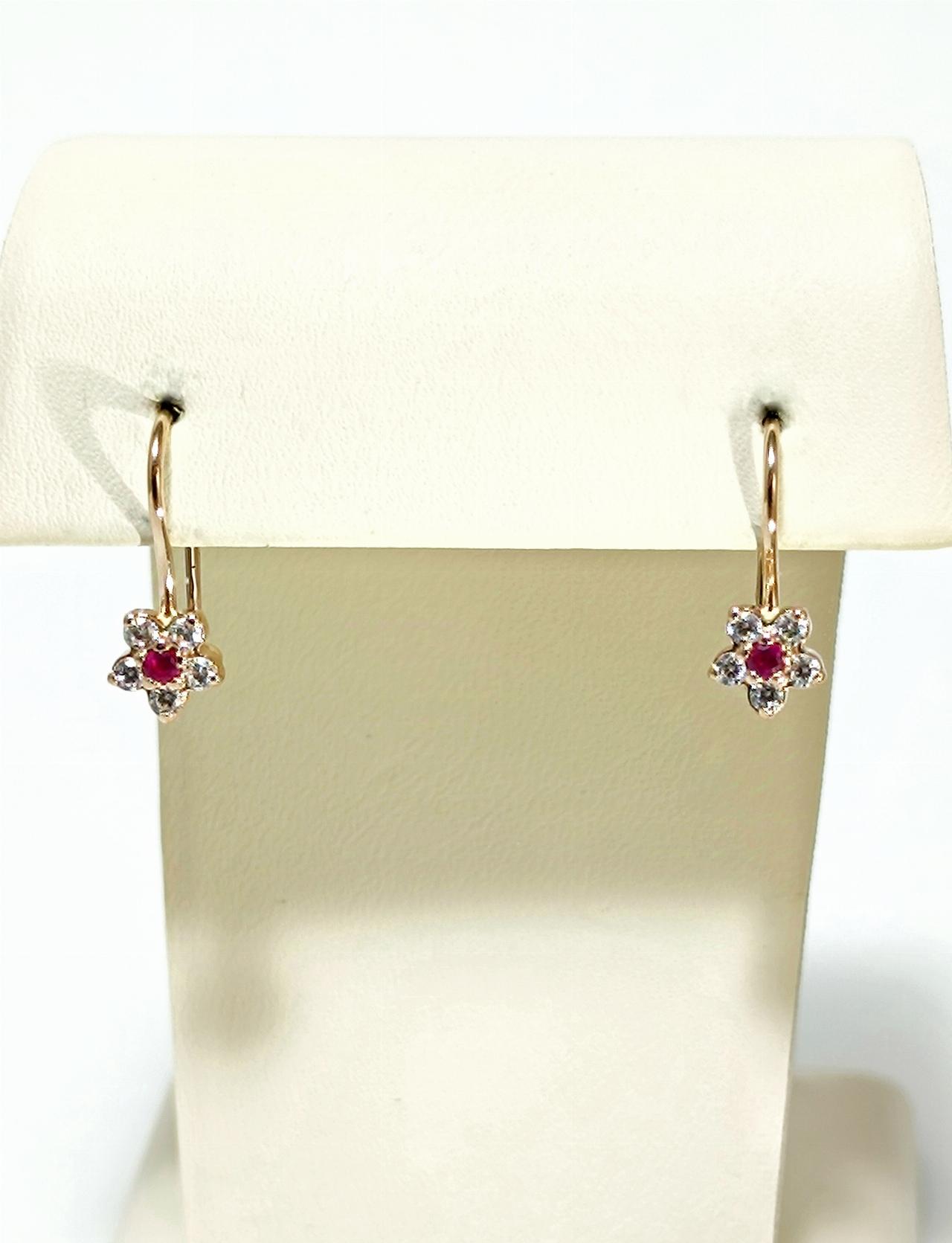 Золотые серьги детские, вставка фианит