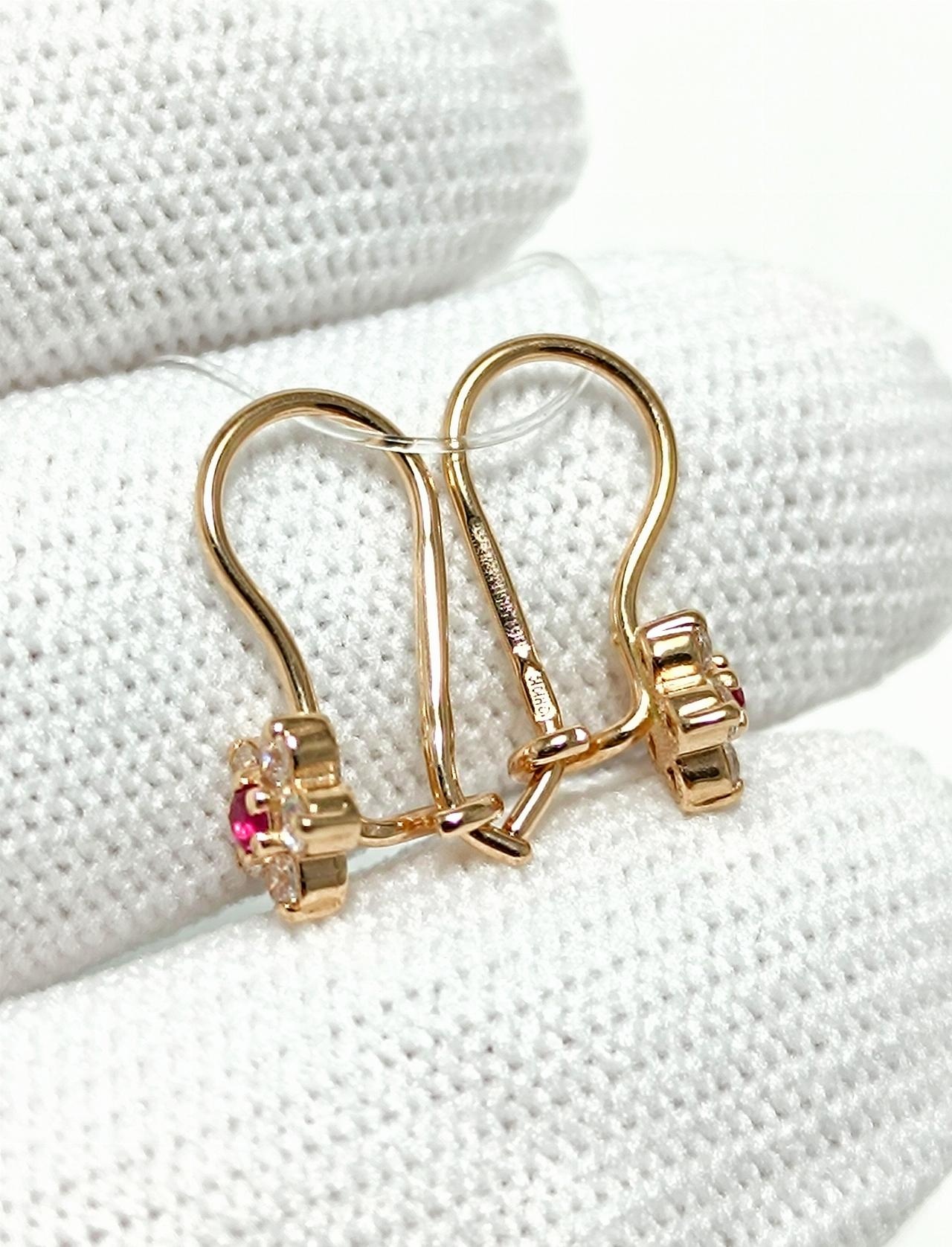 Золотые серьги детские, вставка фианит