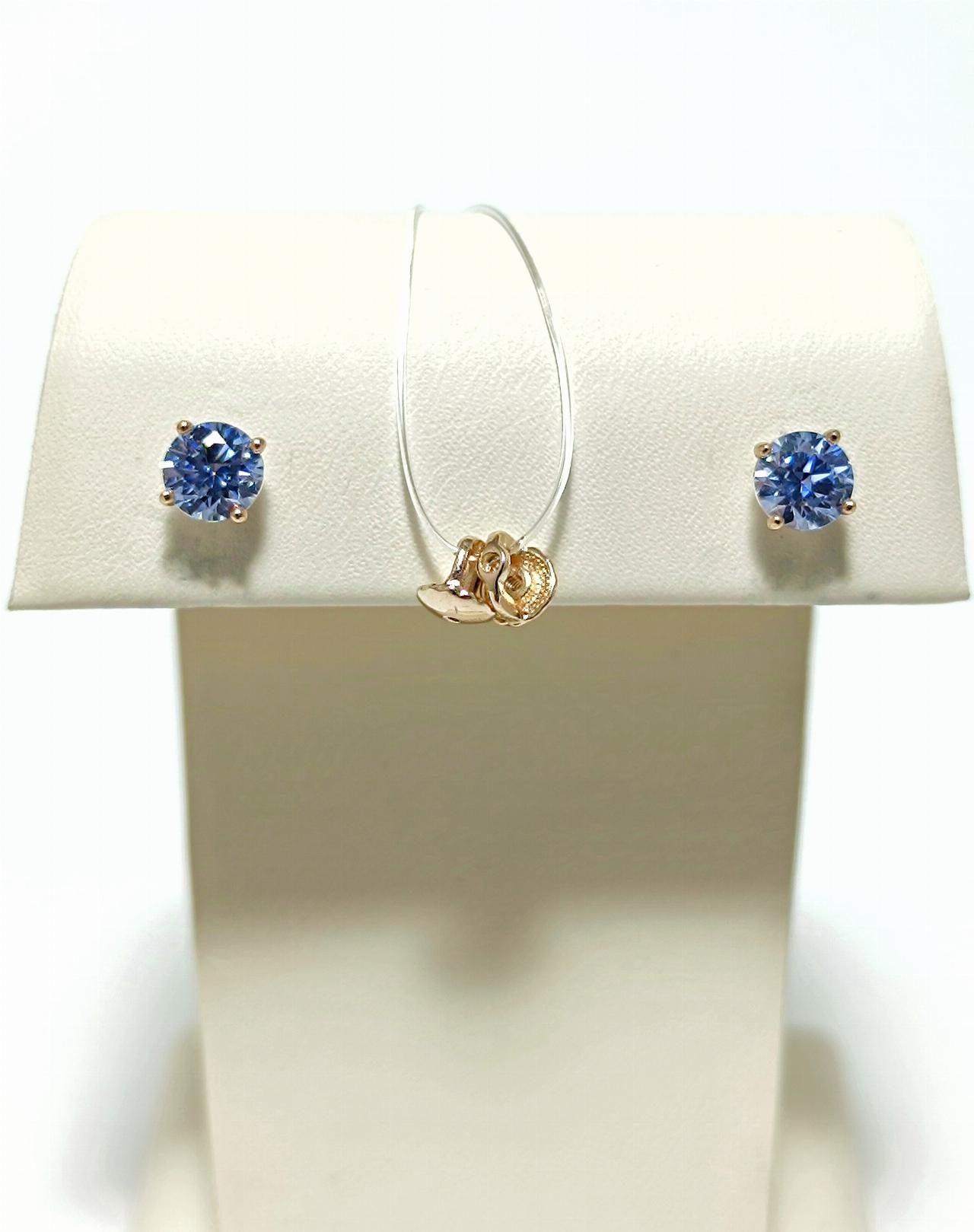 Золотые серьги пусеты, вставка фианит