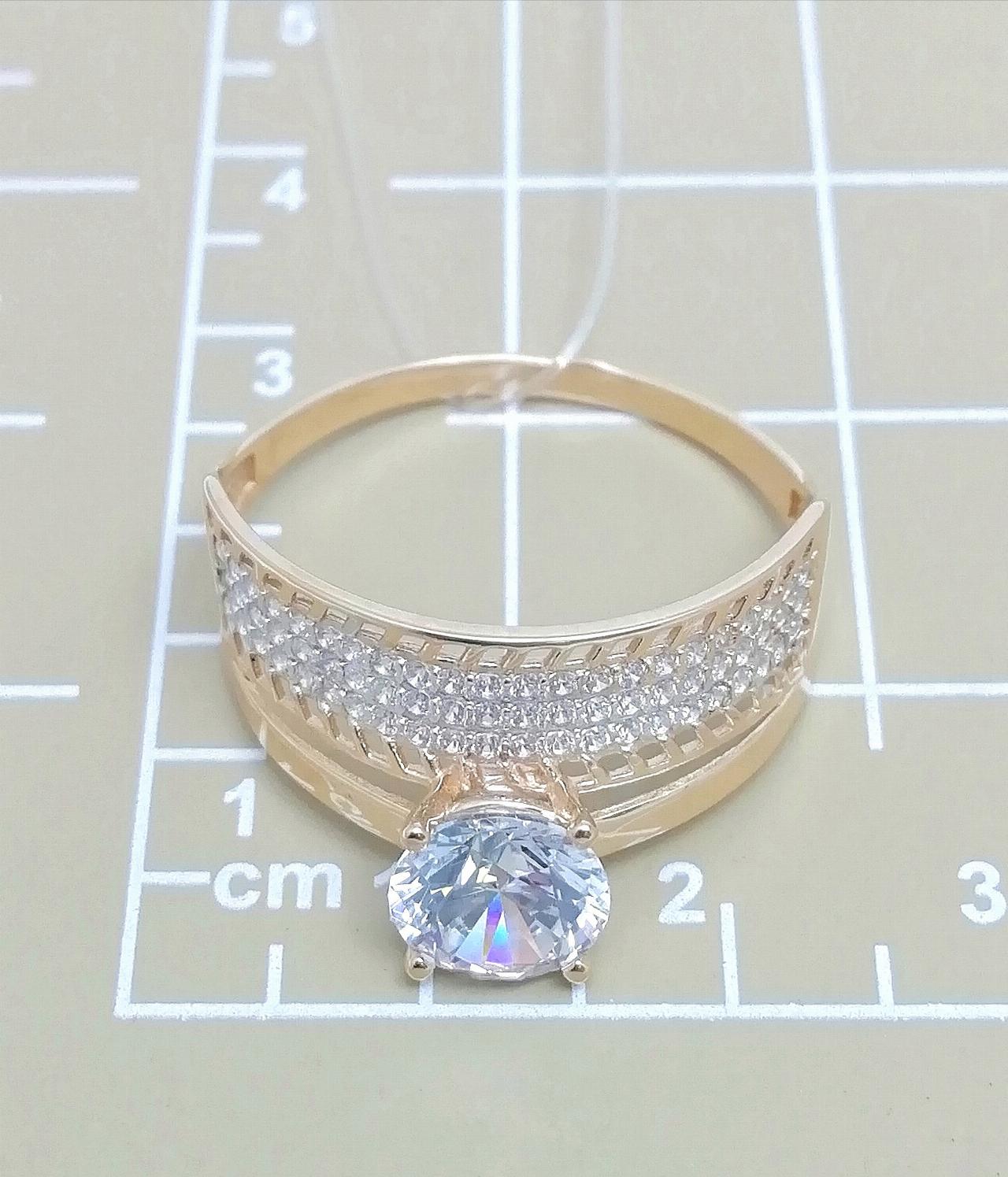 Золотое кольцо женское, вставка фианит