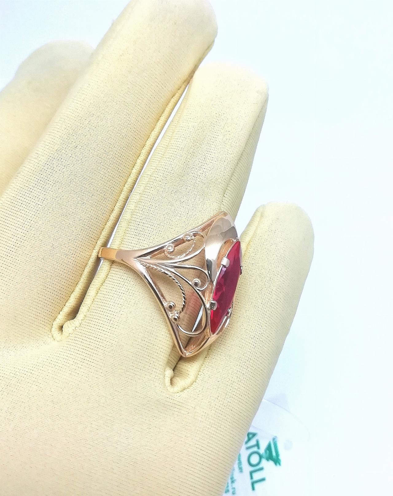 Золотое кольцо Маркиз, вставка фианит