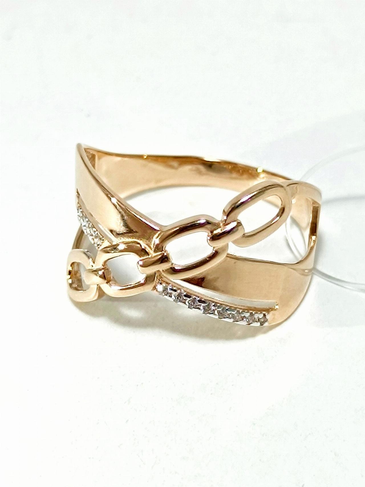 Золотое кольцо женское, вставка фианит