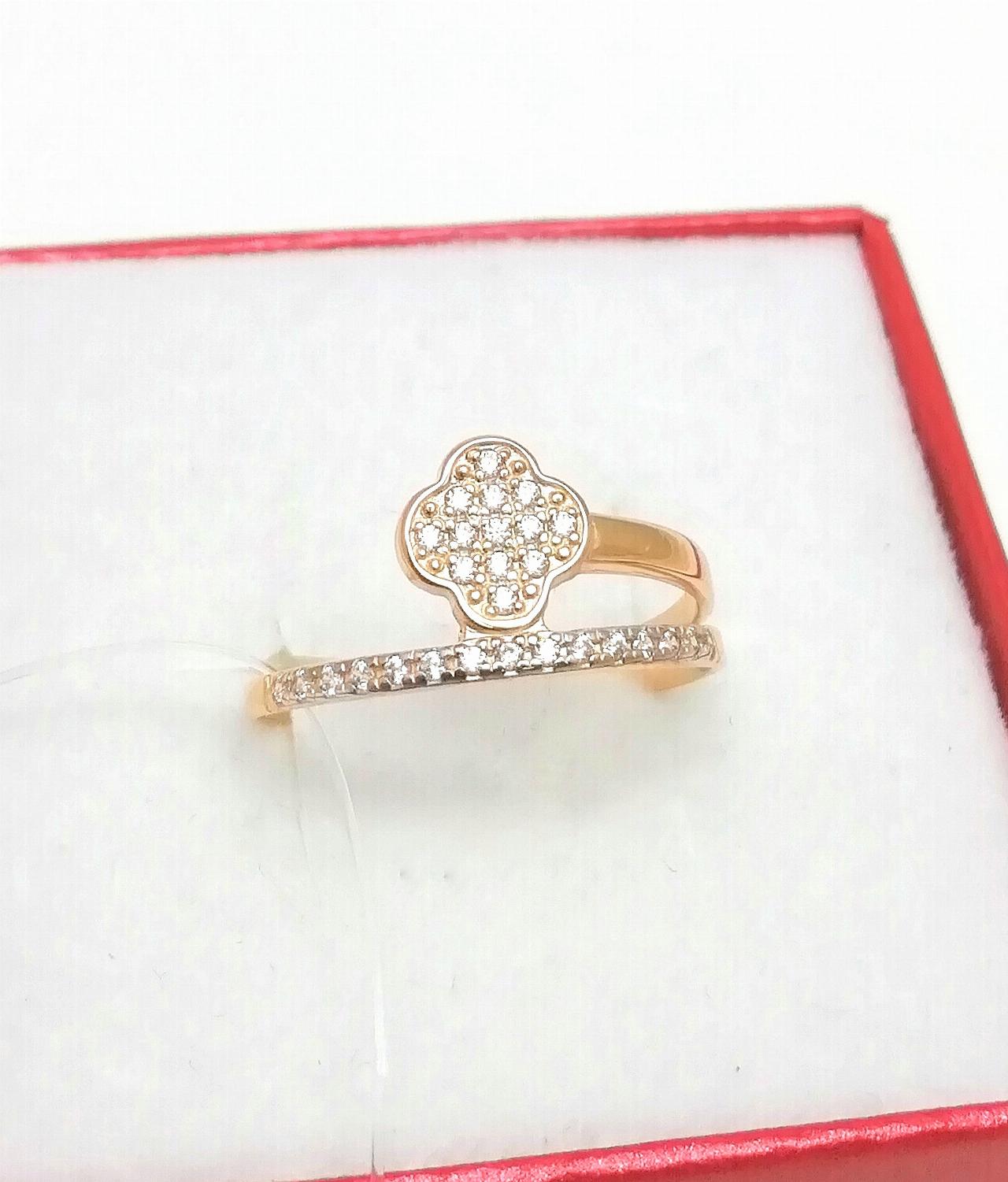 Золотое кольцо женское, вставка фианит