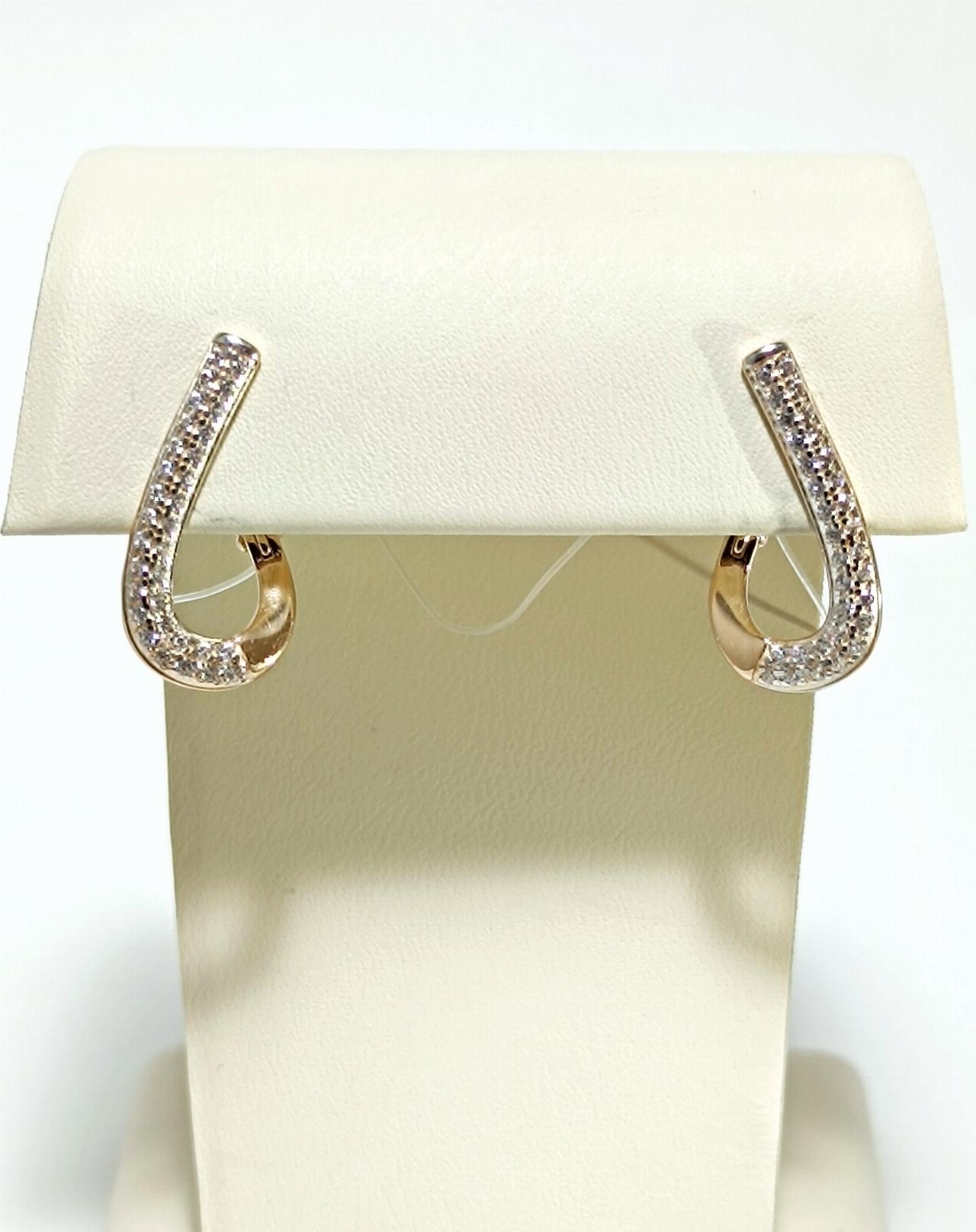 Золотые серьги женские, вставка фианит