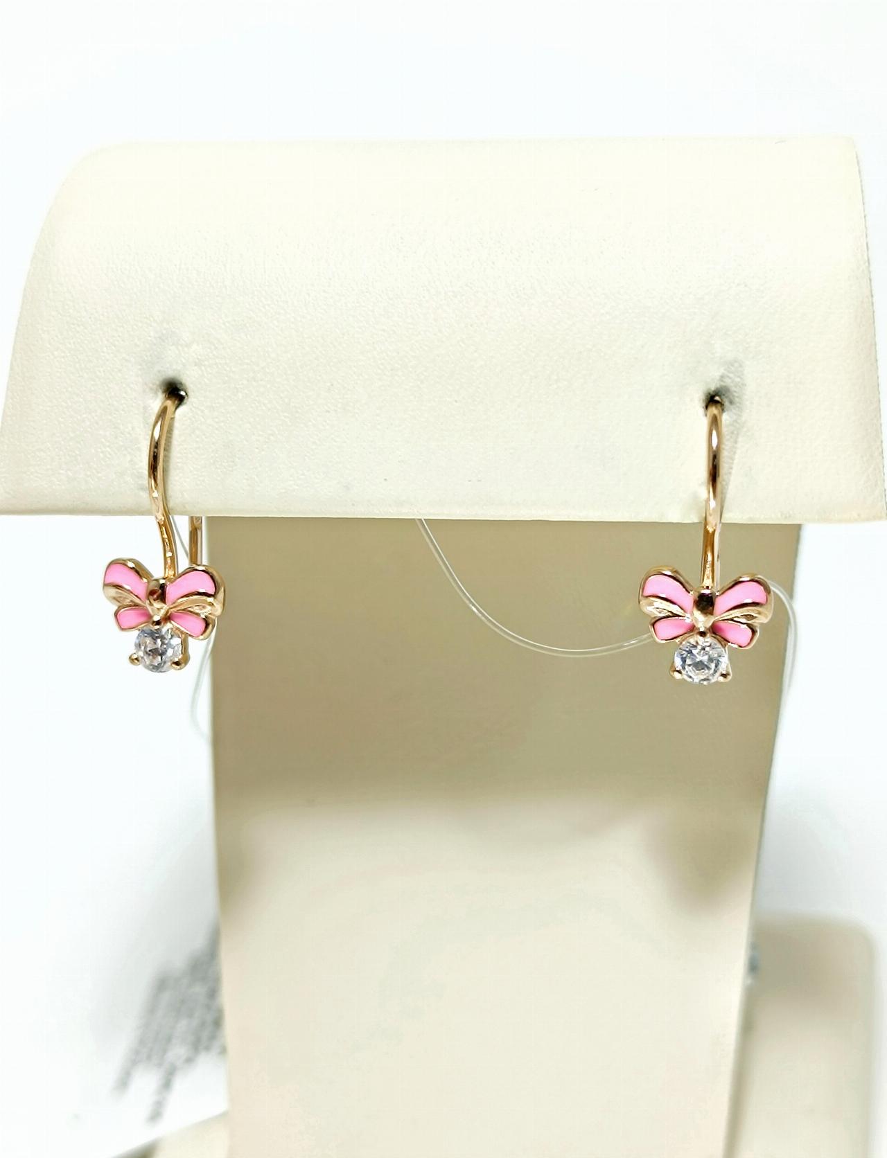 Золотые серьги детские, вставка фианит