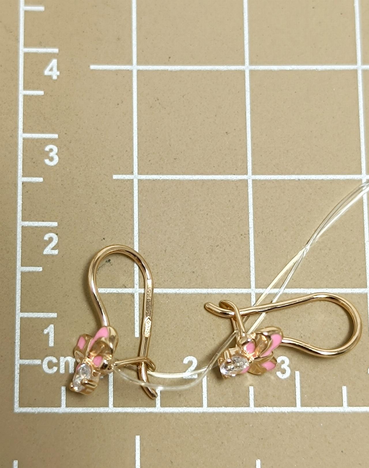 Золотые серьги детские, вставка фианит