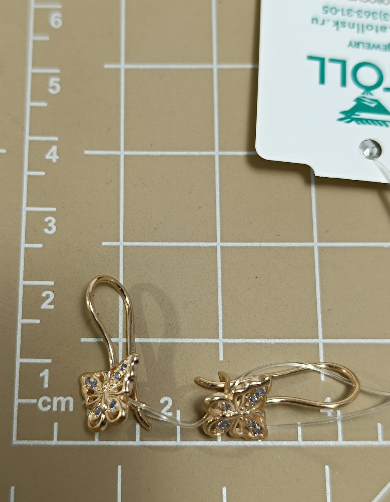 Золотые серьги детские, вставка фианит