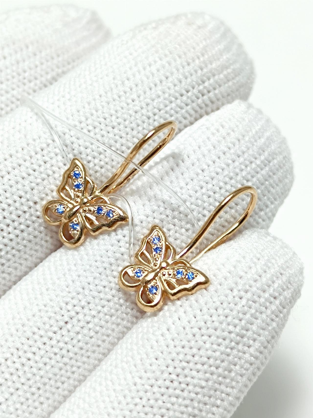 Золотые серьги детские, вставка фианит