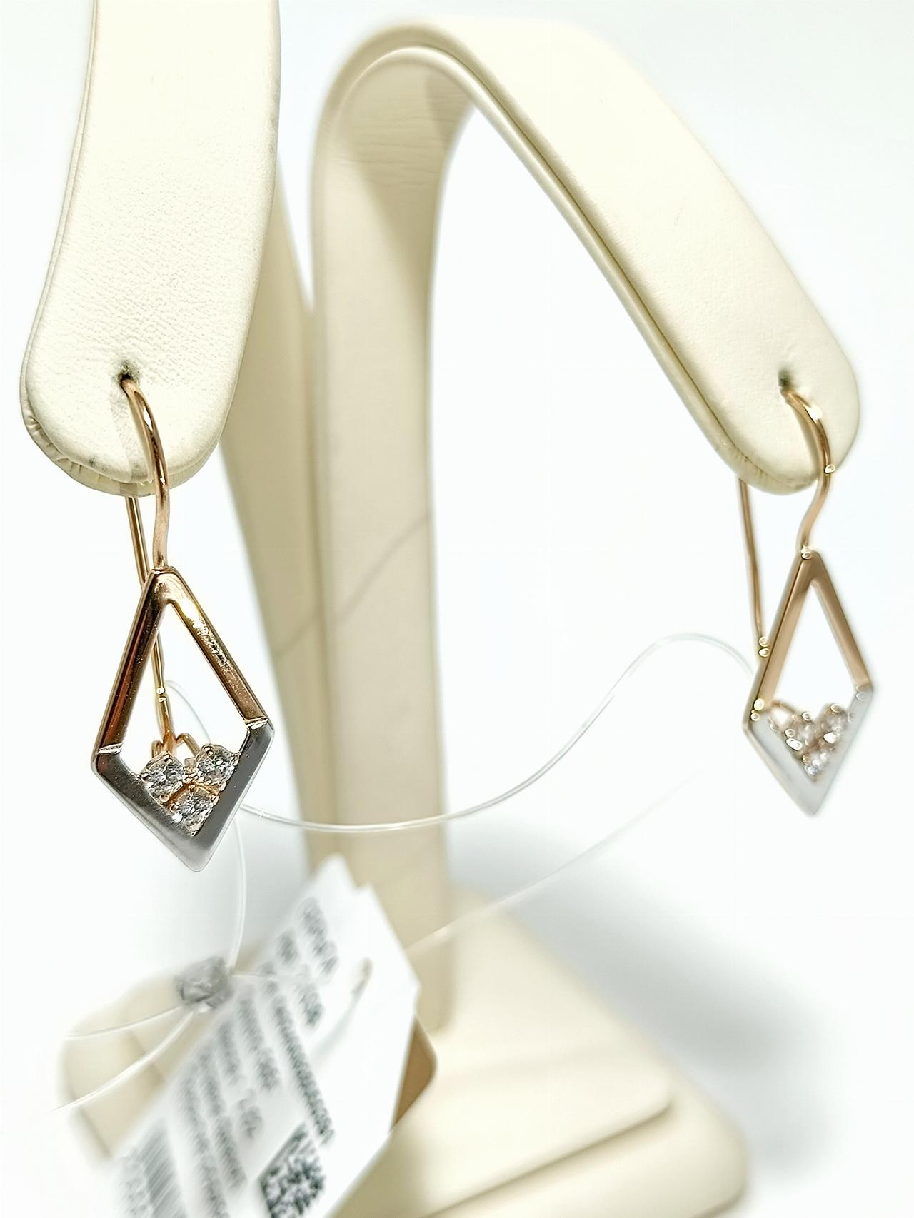 Золотые серьги женские, вставка фианит