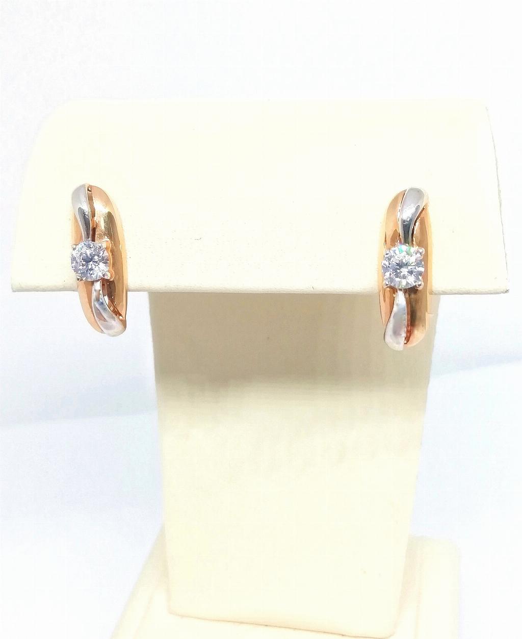 Золотые серьги, вставка фианит